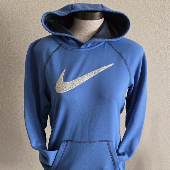 Nike Royal Blue Therma-Fit  Hoodie with a Embroidered Metallic Logo - Picture 1 of 6